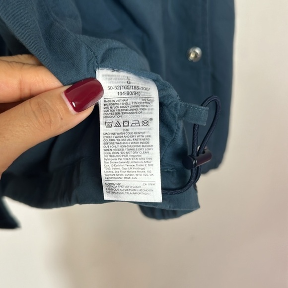 GAP Nylon Snap Button Point Collar Lightweight Navy Blue Coach Jacket - Picture 11 of 13